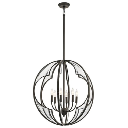 Kichler Montavello 26in 6-Light Chandelier | Transitional Olde Bronze and Clear Beveled Glass | Dining Room & Foyer | Model 43097OZ
