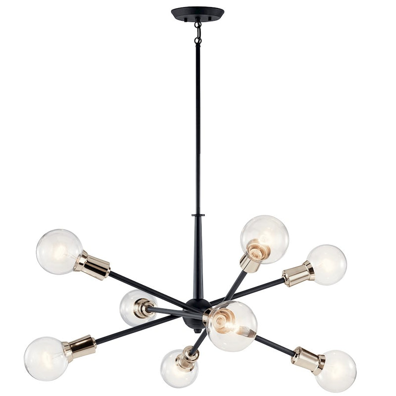Kichler Armstrong 30in 8-Light Chandelier | Mid-Century Sputnik Black Steel | Dining Room & Living Room | Model 43118BK