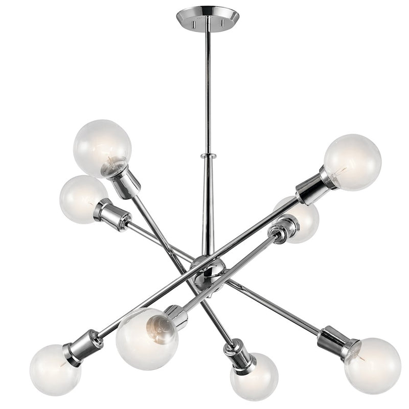 Kichler Armstrong 30in 8-Light Chandelier | Contemporary Chrome | Dining Room & Living Room | 30 x 26 x 69 in | Model 43118CH