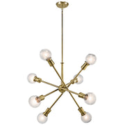 Kichler Armstrong 30in 8-Light Chandelier | Mid-Century Natural Brass Steel | Dining Room & Living Room | 30 x 39 in, Adjustable Arms | Model 43118NBR