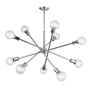 Kichler Armstrong 47in 10-Light Chandelier | Contemporary Chrome Steel | Dining Room & Living Room | 47 x 53.5 x 74 in | Model 43119CH