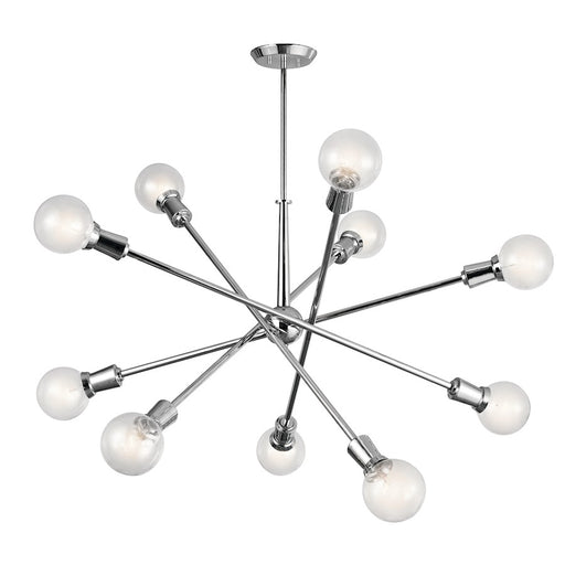 Kichler Armstrong 47in 10-Light Chandelier | Contemporary Chrome Steel | Dining Room & Living Room | 47 x 53.5 x 74 in | Model 43119CH