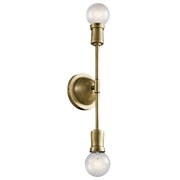 Kichler Armstrong 17in 2-Light Wall Sconce | Contemporary Natural Brass Steel | Hallway & Living Room Accent | 16.75 x 4.25 x 5 in | Model 43195NBR