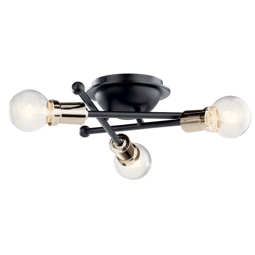 Kichler Armstrong 15in 3-Light Flush Mount | Mid-Century Black Steel Sputnik Design | Bedroom & Living Room Ceiling Light | Model 43196BK