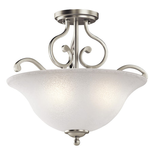 Kichler 18in 3-Light Semi-Flush Mount | Traditional Brushed Nickel and White Scavo Glass | Living Room & Dining Room | 18 x 14.5 in | Model 43232NI