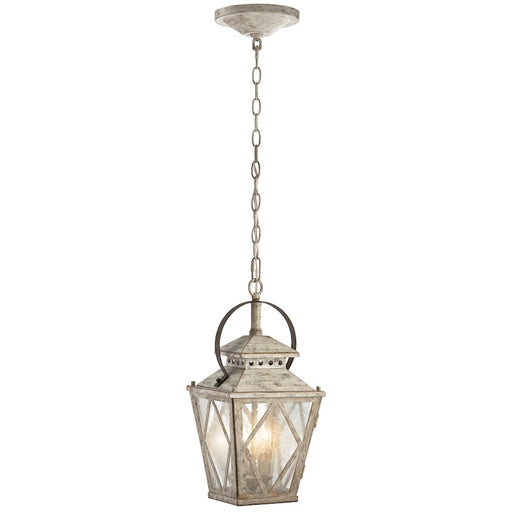Kichler Hayman Bay 8in 2-Light Pendant | Distressed Antique White and Clear Seeded Glass | Kitchen Island & Dining Room | Model 43258DAW