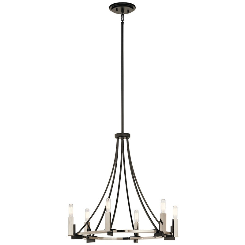 Kichler Bensimone 24in 6-Light Chandelier | Contemporary Black Steel | Dining Room & Living Room | 24 x 23 in | Model 43290BK