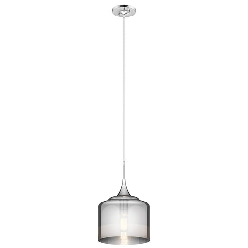 Kichler Tabot 1-Light Pendant | Contemporary Chrome and Smoke Glass | Kitchen Island & Dining Room | 10.5 x 16.75 in | Model 43354CH