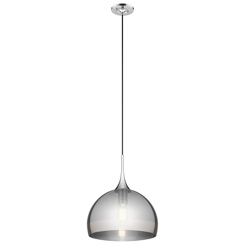 Kichler Tabot 15in 1-Light Pendant | Contemporary Chrome and Smoke Glass | Kitchen Island & Dining Room | 15 x 15 x 18 in | Model 43359CH