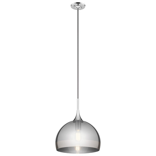Kichler Tabot 15in 1-Light Pendant | Contemporary Chrome and Smoke Glass | Kitchen Island & Dining Room | 15 x 15 x 18 in | Model 43359CH