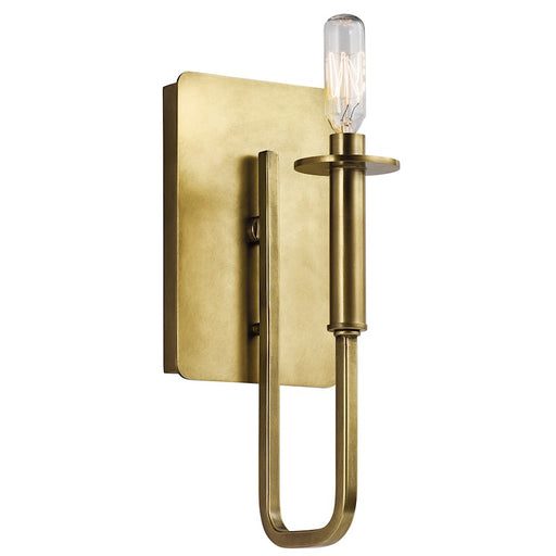Kichler Alden 1-Light Wall Sconce | Modern Natural Brass Steel | Hallway & Bedroom Accent | 5 x 11.5 in | Model 43363NBR