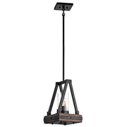 Kichler Colerne 1-Light Mini Pendant | Auburn Stained Wood and Distressed Black Metal | Kitchen Island & Dining Room | 10.5 x 16.5 in | Model 43435AUB