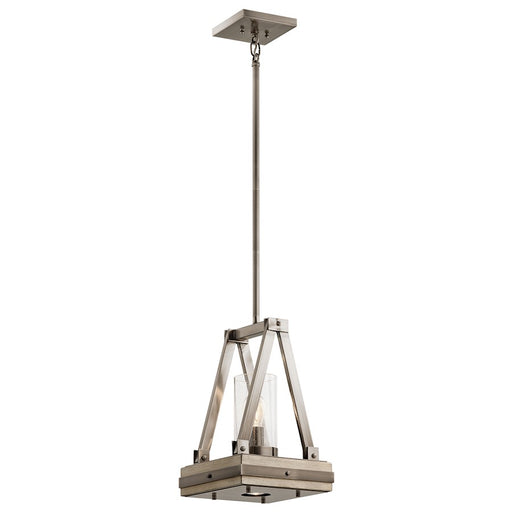 Kichler Colerne 10in 1-Light Mini Pendant | Classic Pewter Steel and Clear Seeded Glass | Kitchen Island & Dining Room | 10 x 16 in | Model 43435CLP