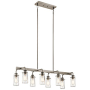 Kichler Braelyn 42in 8-Light Linear Chandelier | Classic Pewter and Clear Seeded Glass | Kitchen Island & Dining Room | Model 43457CLP