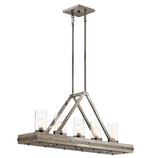 Kichler Colerne 46in 8-Light Linear Chandelier | Rustic Classic Pewter and Clear Seeded Glass | Kitchen Island & Dining Room | Model 43491CLP