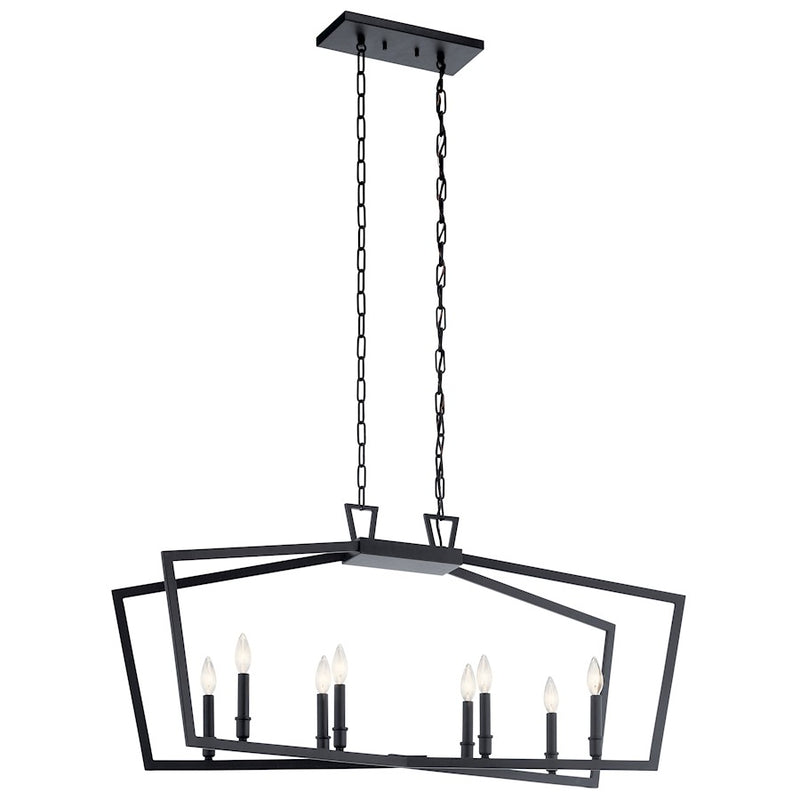Kichler Abbotswell 42in 8-Light Linear Chandelier | Industrial Matte Black Steel | Dining Room & Living Room | 42 x 13 x 20 in | Model 43494BK