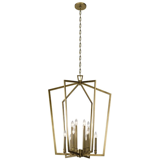Kichler 30in 12-Light Chandelier | Traditional Natural Brass Steel | Foyer & Entryway | 30 x 30 x 39.25 in | Model 43496NBR