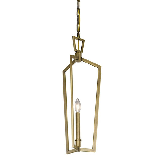 Kichler 1-Light Mini Pendant | Traditional Natural Brass Steel | Kitchen Island & Dining Room | 10 x 10 x 24 in | Model 43497NBR