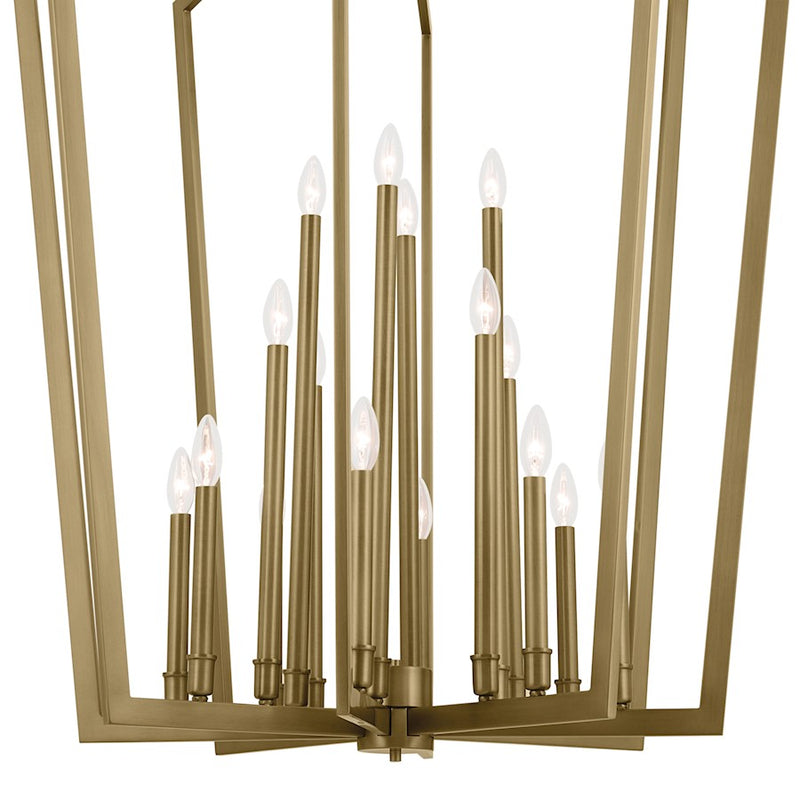 Kichler Abbotswell 49in 16-Light Pendant | Updated Traditional Natural Brass Steel | Foyer & Stairwell | 49 in H | Model 43499NBR