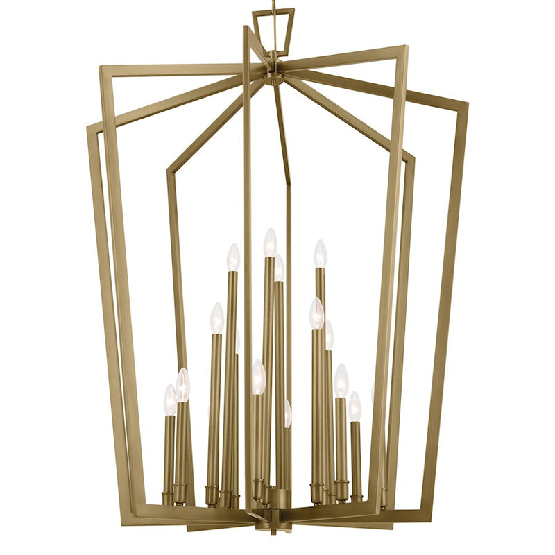 Kichler Abbotswell 49in 16-Light Pendant | Updated Traditional Natural Brass Steel | Foyer & Stairwell | 49 in H | Model 43499NBR