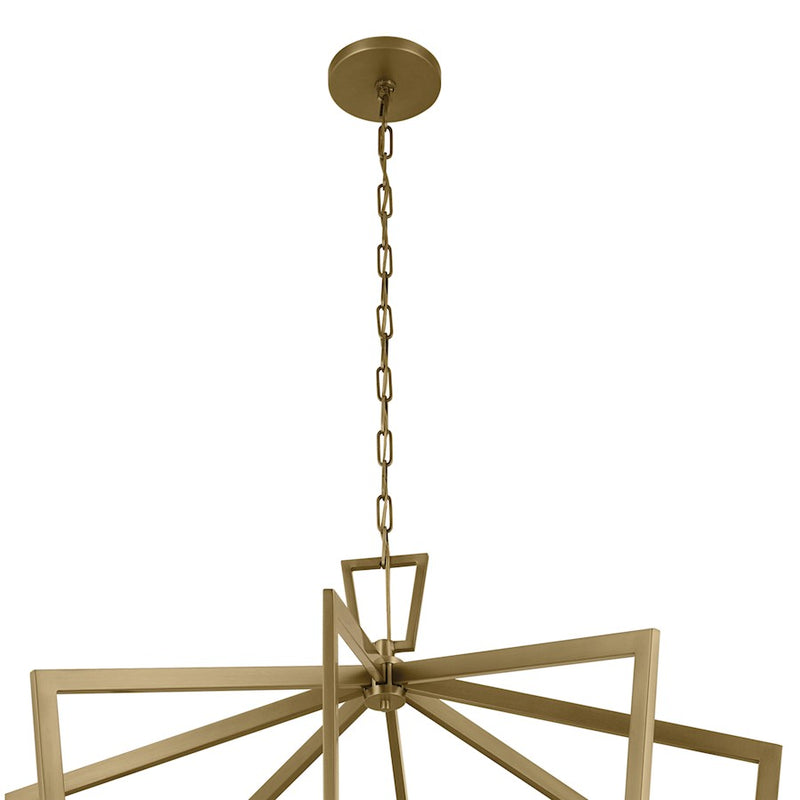 Kichler Abbotswell 49in 16-Light Pendant | Updated Traditional Natural Brass Steel | Foyer & Stairwell | 49 in H | Model 43499NBR