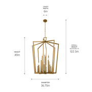 Kichler Abbotswell 49in 16-Light Pendant | Updated Traditional Natural Brass Steel | Foyer & Stairwell | 49 in H | Model 43499NBR