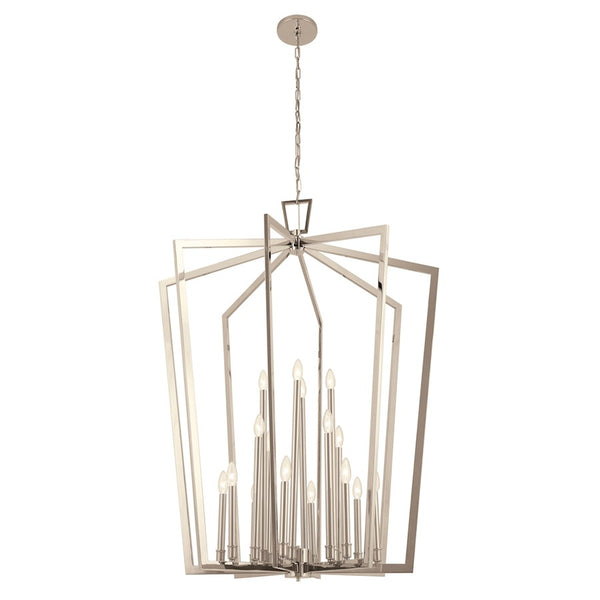Kichler Abbotswell 49in 16-Light Foyer Pendant | Updated Traditional Polished Nickel | Entryway & Foyer | 49 in H | Model 43499PN