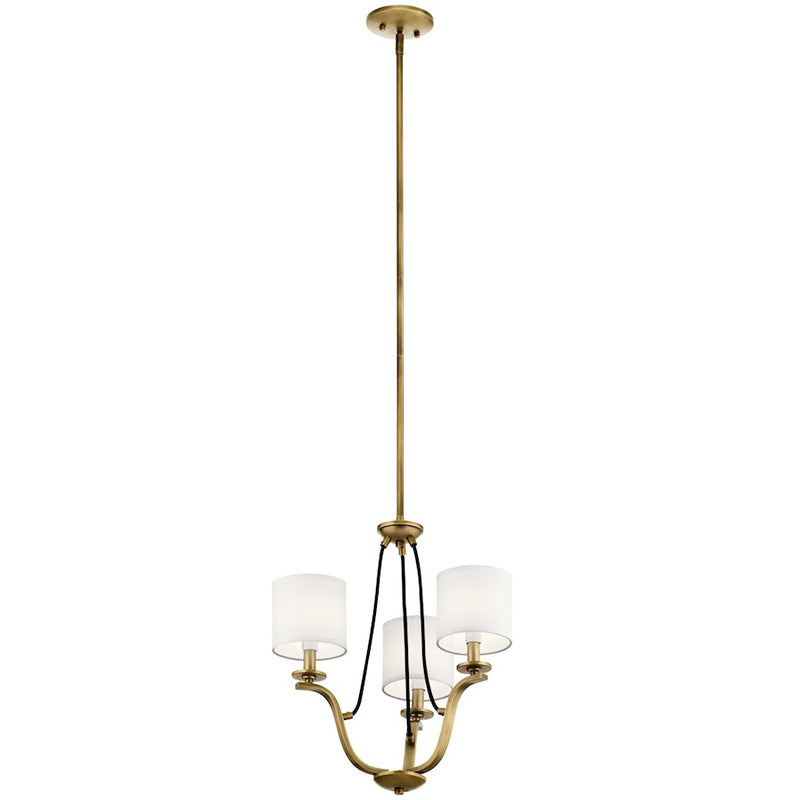 Kichler 18in 3-Light Mini Chandelier | Traditional Natural Brass Steel | Dining Room & Kitchen Island | 18 x 18 x 20 in | Model 43531NBR