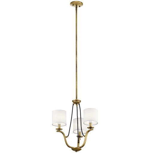Kichler 18in 3-Light Mini Chandelier | Traditional Natural Brass Steel | Dining Room & Kitchen Island | 18 x 18 x 20 in | Model 43531NBR