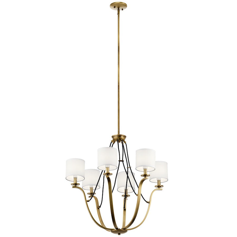 Kichler 6-Light Chandelier | Traditional Natural Brass Steel | Dining Room & Living Room | 28 x 28 x 28 in | Model 43532NBR