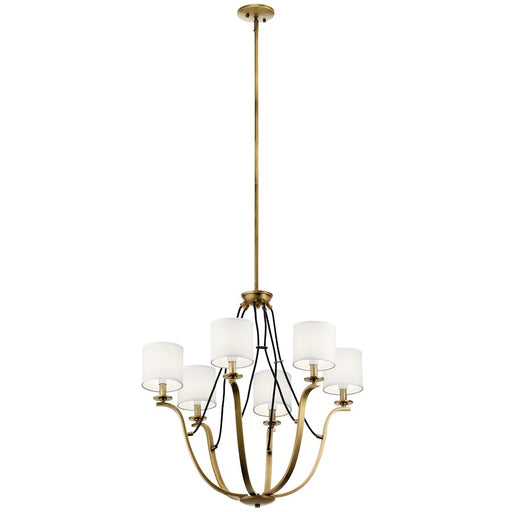 Kichler 6-Light Chandelier | Traditional Natural Brass Steel | Dining Room & Living Room | 28 x 28 x 28 in | Model 43532NBR