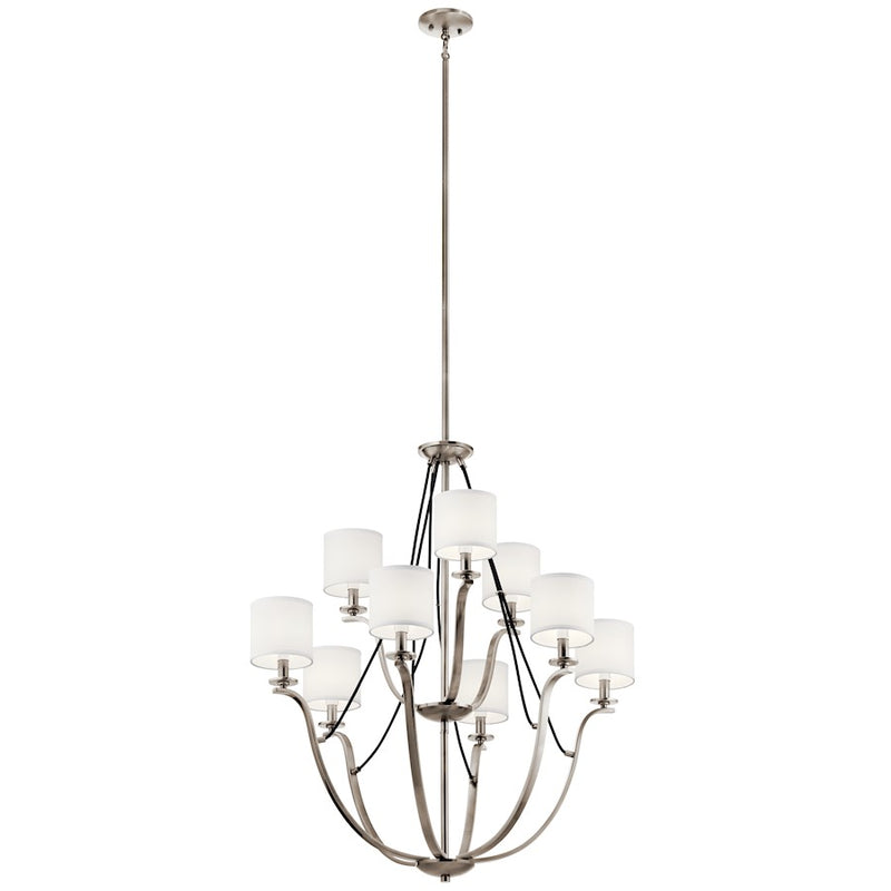Kichler 33in 9-Light Chandelier | Traditional Classic Pewter Steel | Dining Room & Living Room | 33 x 33 x 38 in | Model 43534CLP