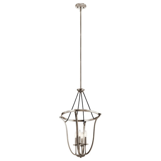 Kichler Traditional 18in 4-Light Large Foyer Pendant | Classic Pewter Steel | Entryway & Stairwell | 18 x 18 x 29 in | Model 43535CLP