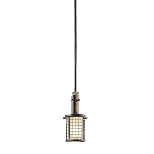 Kichler Ahrendale 6in 1-Light Mini Pendant | Industrial Anvil Iron and Vetro Mica | Kitchen Island | 6 x 13 in | Model 43584AVI