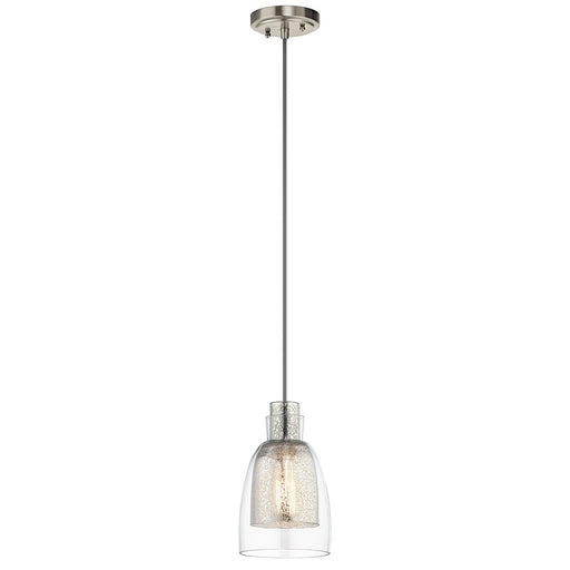 Kichler Evie Mini Pendant | Brushed Nickel and Clear Outer Mercury Glass | Kitchen Island & Dining Room | 6 x 9.5 in, 1-Light | Model 43625NI