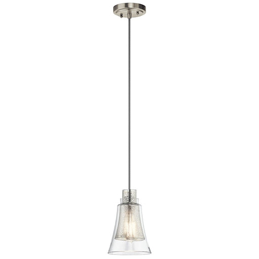 Kichler Evie 6in 1-Light Mini Pendant | Transitional Brushed Nickel and Clear Mercury Glass | Kitchen Island & Dining Room | Model 43629NI