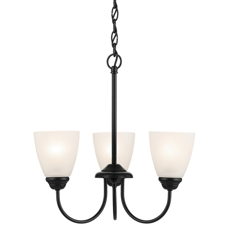 Kichler Jolie 3 Light Mini Chandelier, Black/Clear Satin Etched