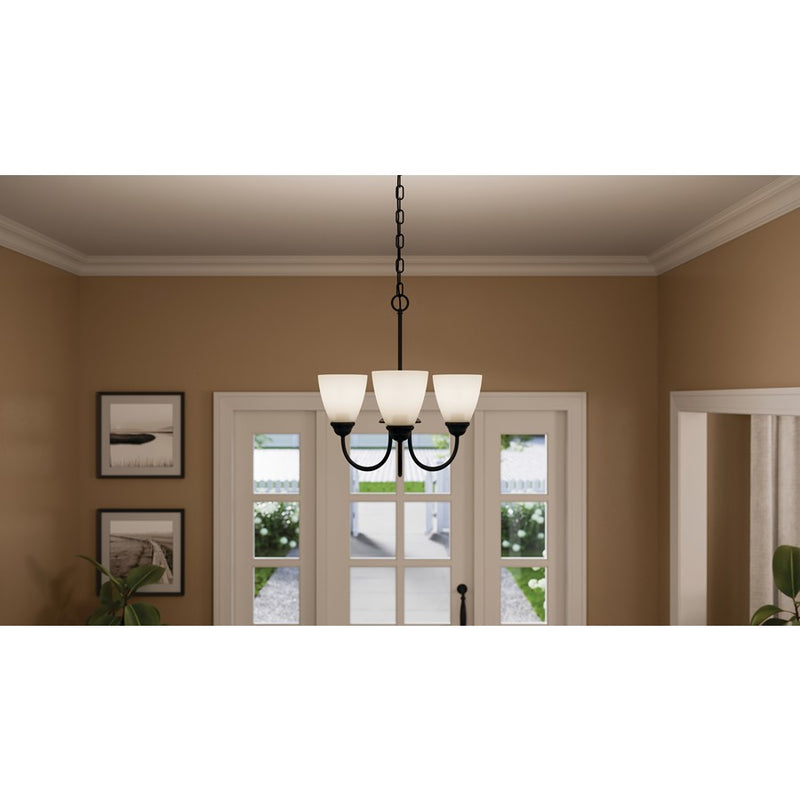Kichler Jolie 3 Light Mini Chandelier, Black/Clear Satin Etched