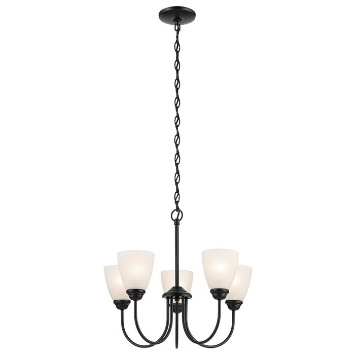 Kichler Jolie 5 Light Chandelier, Black/Clear Satin Etched - 43638BK