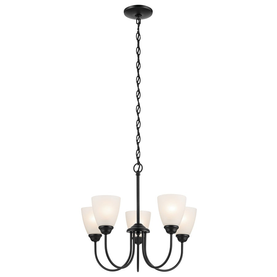 Kichler Jolie 5 Light Chandelier, Black/Clear Satin Etched - 43638BK