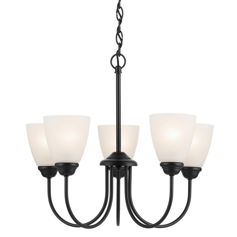 Kichler Jolie 5 Light Chandelier, Black/Clear Satin Etched