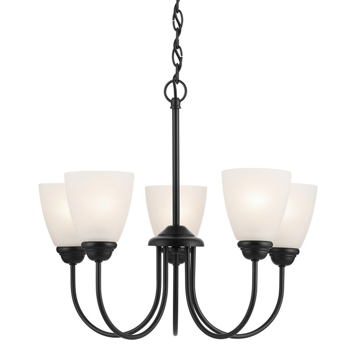 Kichler Jolie 5 Light Chandelier, Black/Clear Satin Etched