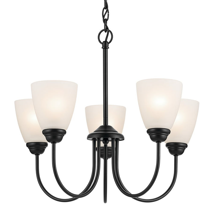Kichler Jolie 5 Light Chandelier, Black/Clear Satin Etched