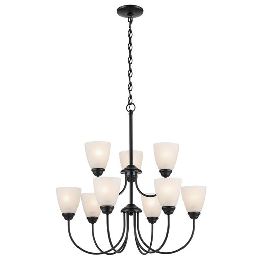 Kichler Jolie 9 Light Chandelier, Black/Clear Satin Etched - 43639BK