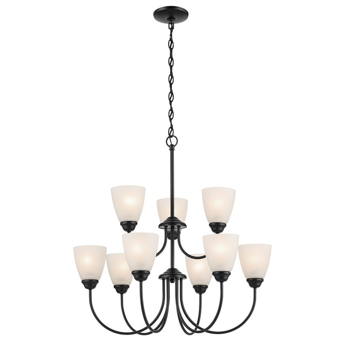 Kichler Jolie 9 Light Chandelier, Black/Clear Satin Etched - 43639BK