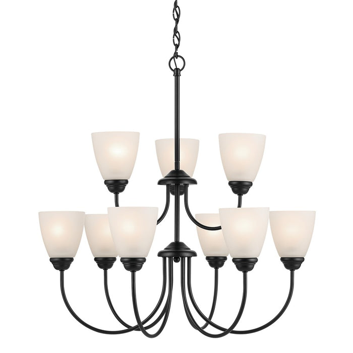 Kichler Jolie 9 Light Chandelier, Black/Clear Satin Etched