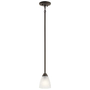 Kichler Jolie 1-Light Mini Pendant | Transitional Olde Bronze and Satin Etched Glass | Kitchen Island & Dining Room | 4.75 x 12.5 in | Model 43640OZ
