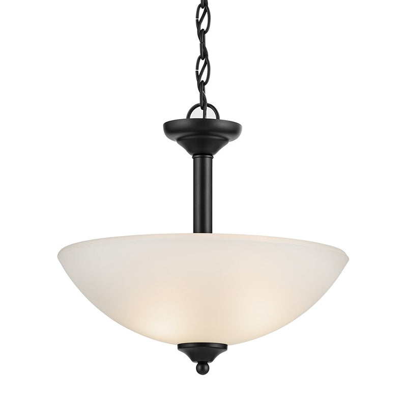 Kichler Jolie 15in 2-Light Pendant | Traditional Black and Clear Satin Etched Glass | Kitchen Island & Dining Room | 15 x 13 in | Model 43641BK