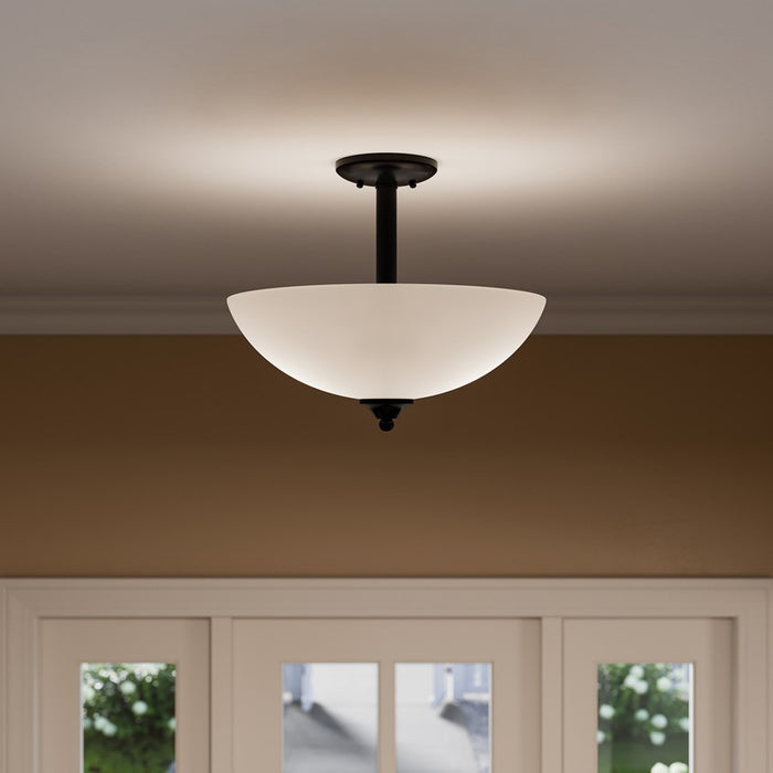 Kichler Jolie 2 Light Pendant/Semi Flush, Black/Clear Satin Etched