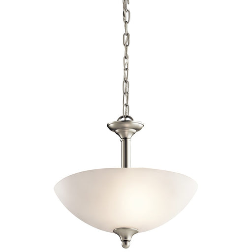 Kichler Jolie 15in 2-Light Pendant/Semi-Flush | Transitional Brushed Nickel and Satin Etched Glass | Kitchen Island & Dining Room | Model 43641NI